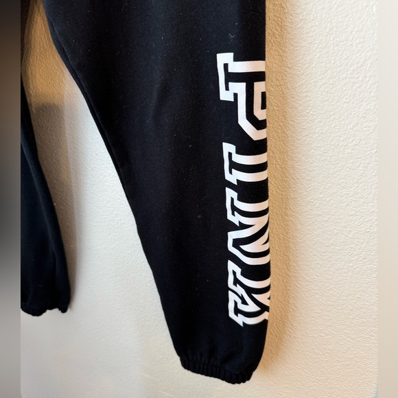 PINK Victoria's Secret Black Jogger Sweatpants with White Logo - Picture 2 of 5